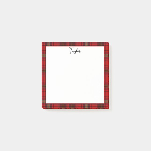 Red Black Green Cozy Plaids Post-it Notes (Front)