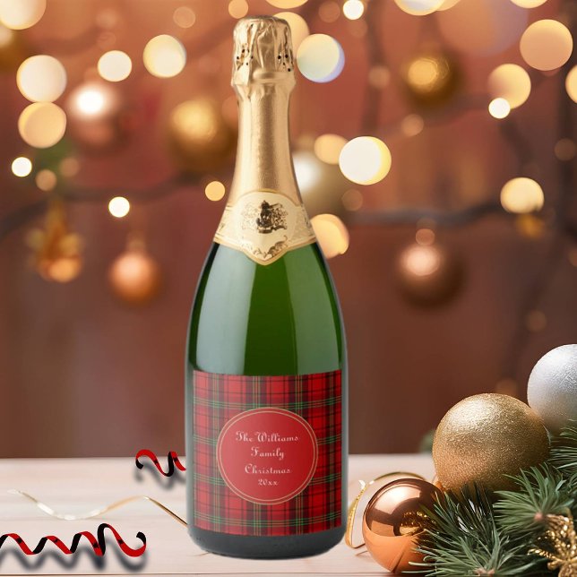Red Black Green - Cozy Plaids  Sparkling Wine Label (Creator Uploaded)