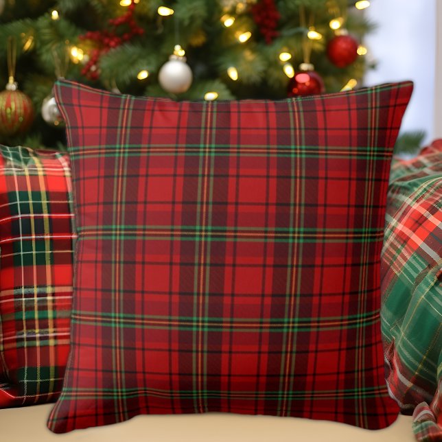 Red Black Green Cozy Plaids  Throw Pillow (Creator Uploaded)