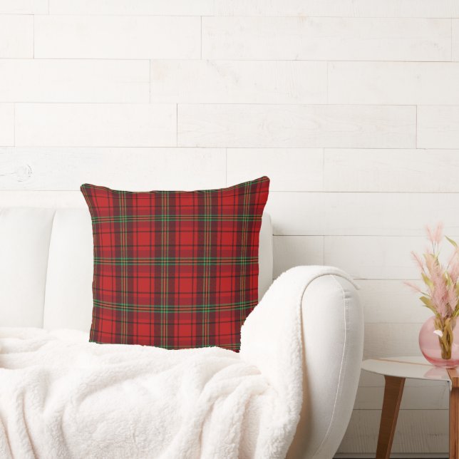 Red Black Green Cozy Plaids  Throw Pillow (Couch)