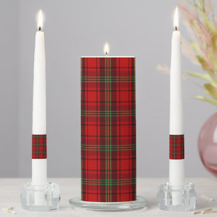 Red Black Green Cozy Plaids  Unity Candle Set