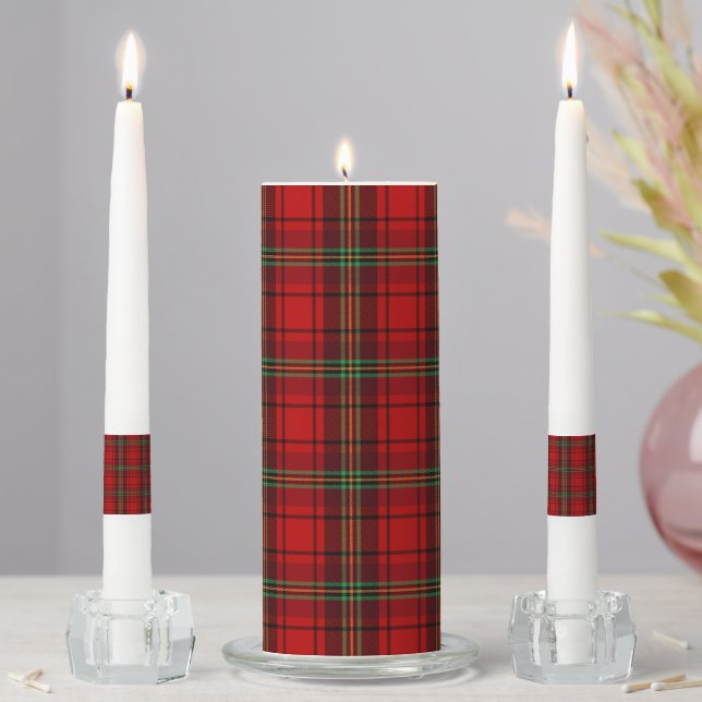 Red Black Green Cozy Plaids  Unity Candle Set (In Situ)