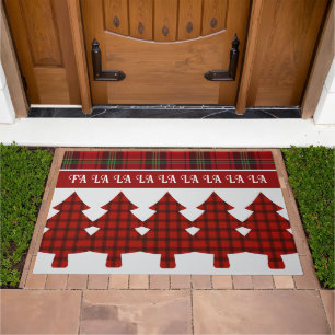 Red Black Green Cozy Tartan Doormat