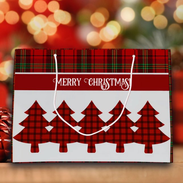 Red Black Green Cozy Tartan Large Gift Bag (Creator Uploaded)