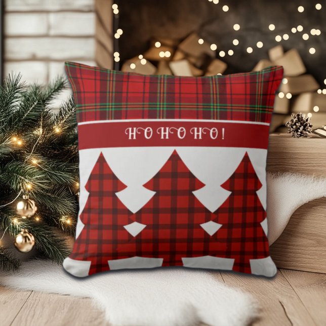 Red Black Green Cozy Tartan Throw Pillow (Creator Uploaded)