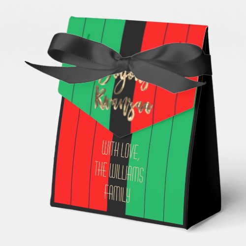 Red Black Green Elegant Script Joyous Kwanzaa Favor Boxes