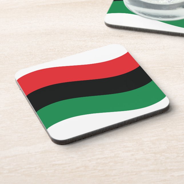 Red, Black & Green Flag Beverage Coaster (Left Side)