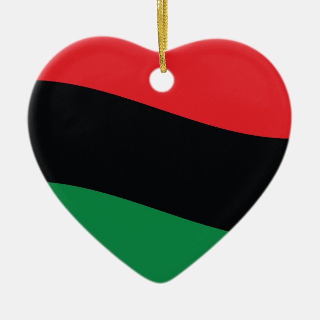 Red, Black & Green Flag Ceramic Ornament (Front)