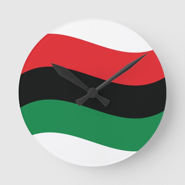 Red, Black & Green Flag Round Clock (Front)