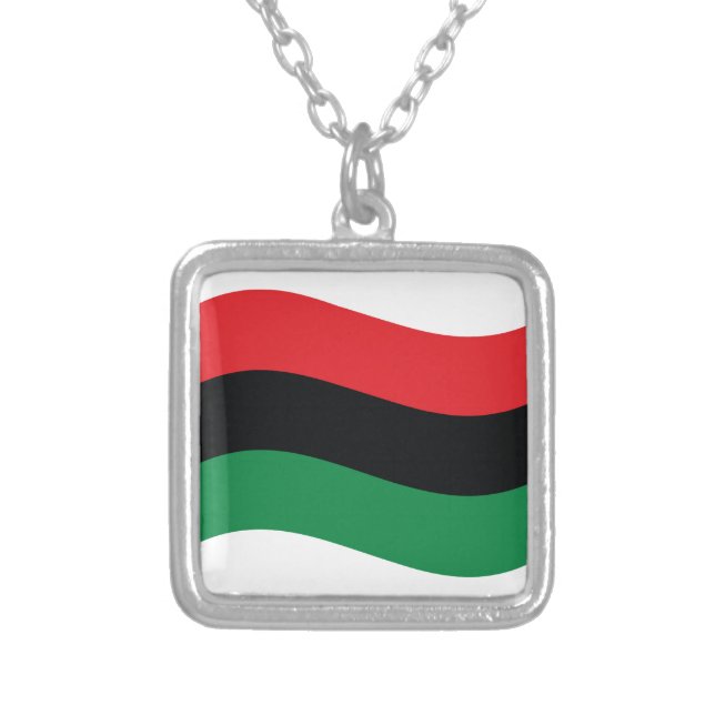 Red, Black & Green Flag Silver Plated Necklace (Front)