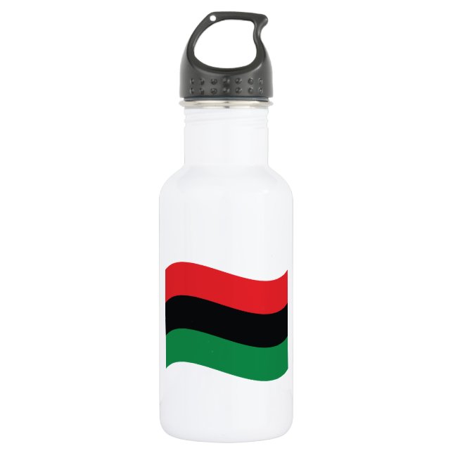 Red, Black & Green Flag Stainless Steel Water Bottle (Front)