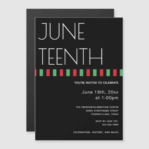 Red Black Green Holiday Juneteenth Magnetic Invitation