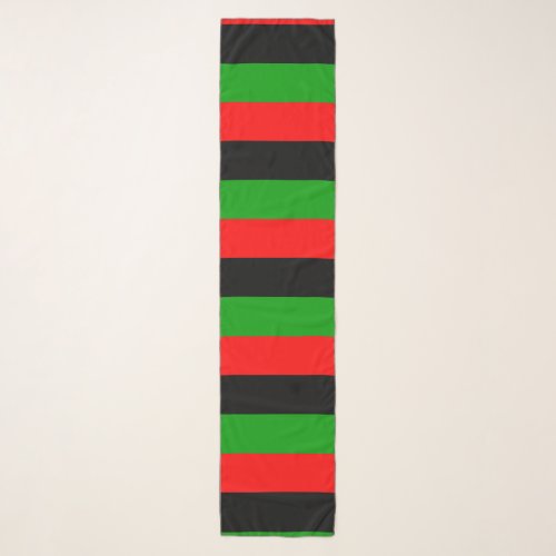 Red Black Green Horizontal Pan African Flag Scarf