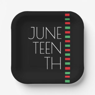 Red Black Green Juneteenth Paper Plates