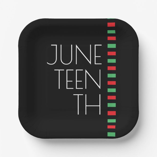 Red Black Green Juneteenth Paper Plates (Front)