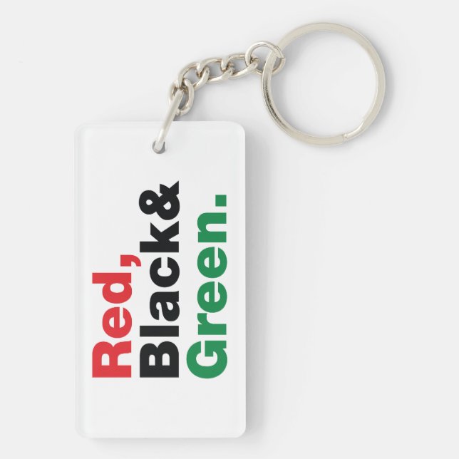 Red, Black & Green. Keychain (Back)