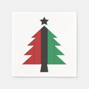 Red Black Green Kinara Christmas Tree Kwanzaa Napkins