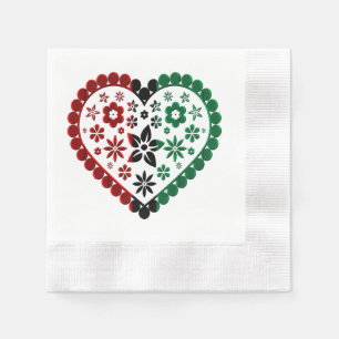 Red Black Green Kinara Colors Heart Happy Kwanzaa Napkins