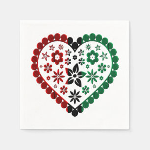 Red Black Green Kinara Colors Heart Happy Kwanzaa Napkins