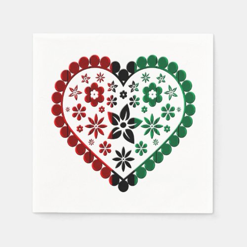 Red Black Green Kinara Colors Heart Happy Kwanzaa Napkins