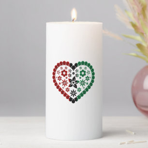 Red Black Green Kinara Colors Hearts Happy Kwanzaa Pillar Candle