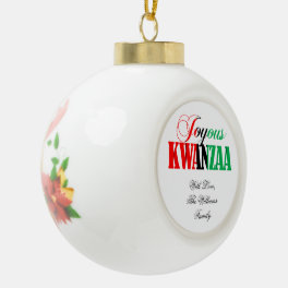 Red Black Green Kinara Striped Joyous Kwanzaa Ceramic Ball Christmas Ornament