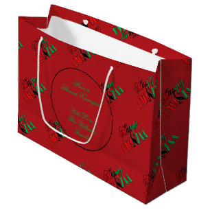Red Black Green Kinara Typography Happy Kwanzaa Large Gift Bag