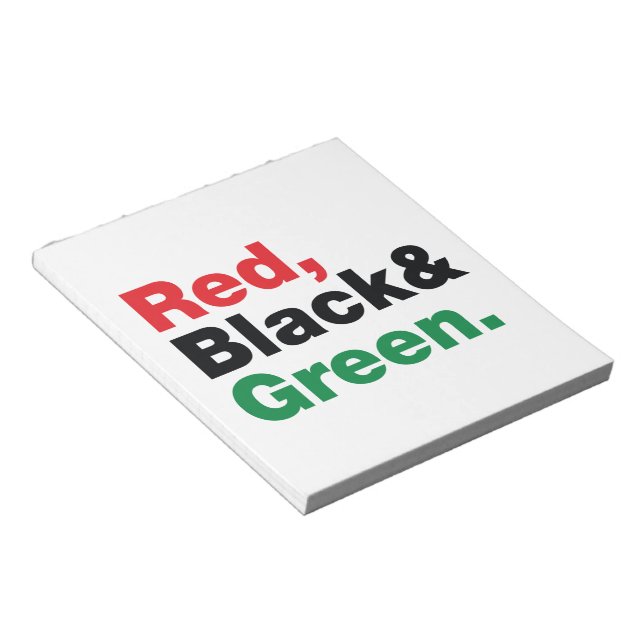 Red, Black & Green. Notepad (Angled)