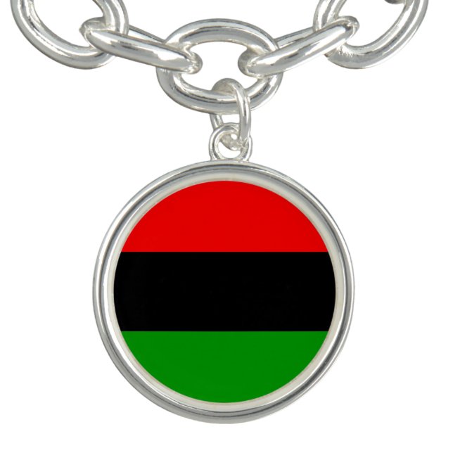 Red, Black, Green Pan African Flag Charm Bracelet (Design)