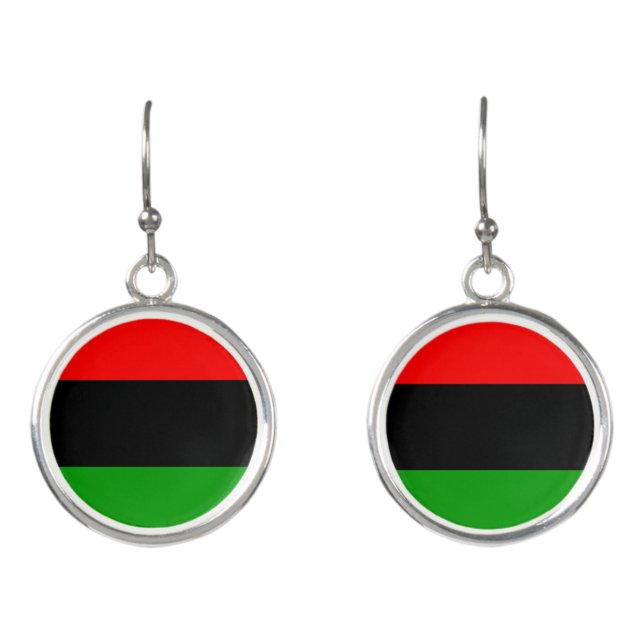Red, Black, Green Pan African Flag Earrings (Front)