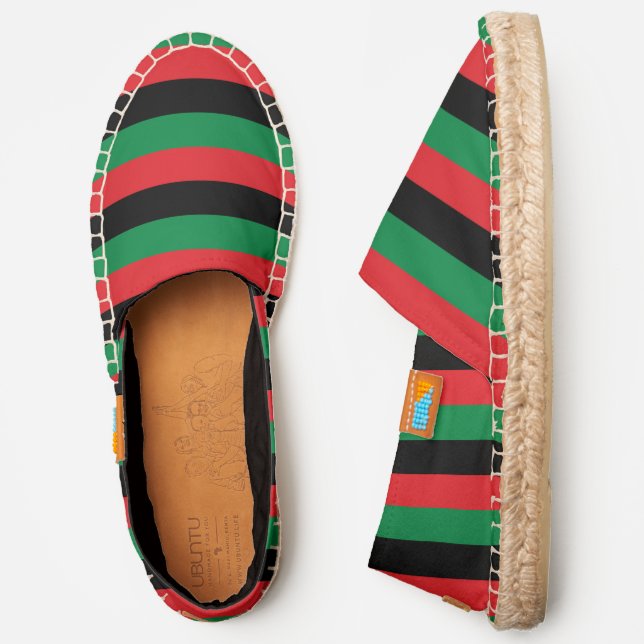 Red, Black, Green Pan African Flag Espadrilles (Side)