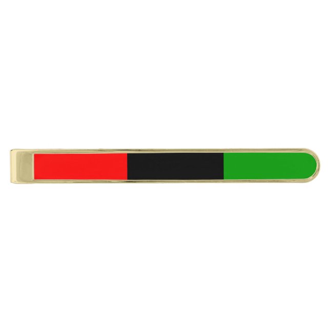 Red, Black, Green Pan African Flag Gold Finish Tie Bar (Front)