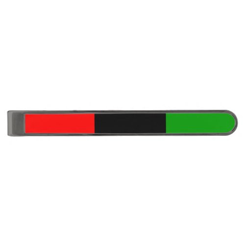 Red Black Green Pan African Flag Gunmetal Finish Tie Bar