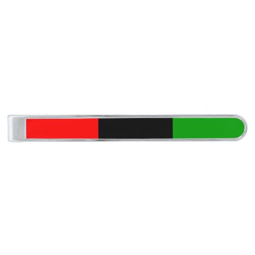 Red Black Green Pan African Flag Silver Finish Tie Clip
