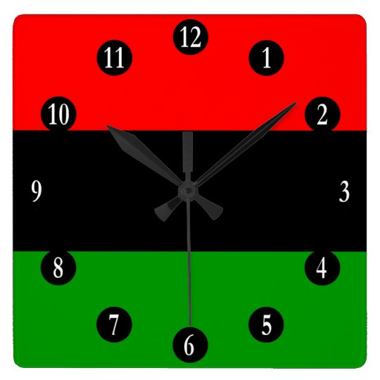 Red Black Green Pan African Flag White Numbers Square Wall