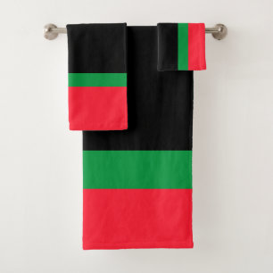 Red Black Green Plush Poly Cotton Bath Towel Set
