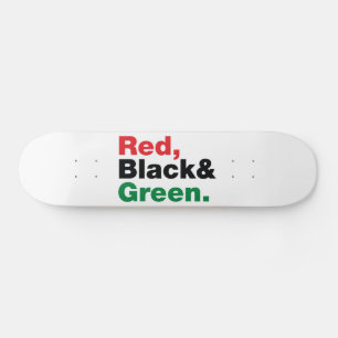 Red, Black & Green. Skateboard Deck