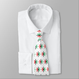 Red Black Green Snowflake Pattern Kwanzaa Neck Tie