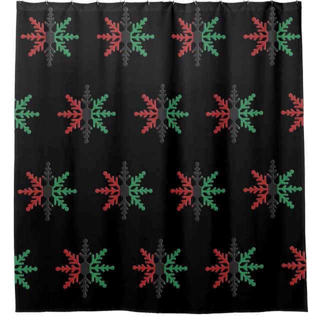 Red Black Green Snowflakes Kwanzaa Backdrop Shower Shower Curtain (Front)