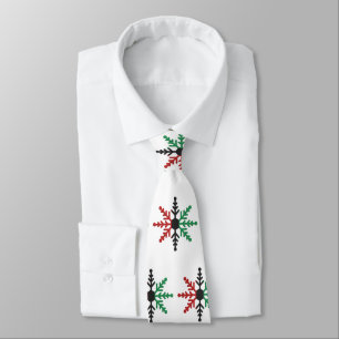 Red Black Green Snowflakes Pattern Kwanzaa Neck Ti Neck Tie