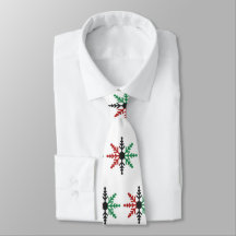 Red Black Green Snowflakes Pattern Kwanzaa Neck Ti