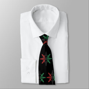 Red Black Green Snowflakes Pattern Kwanzaa Neck Tie