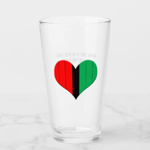 Red Black Green Striped Heart Happy Kwanzaa Glass