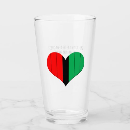 Red Black Green Striped Heart Happy Kwanzaa Glass