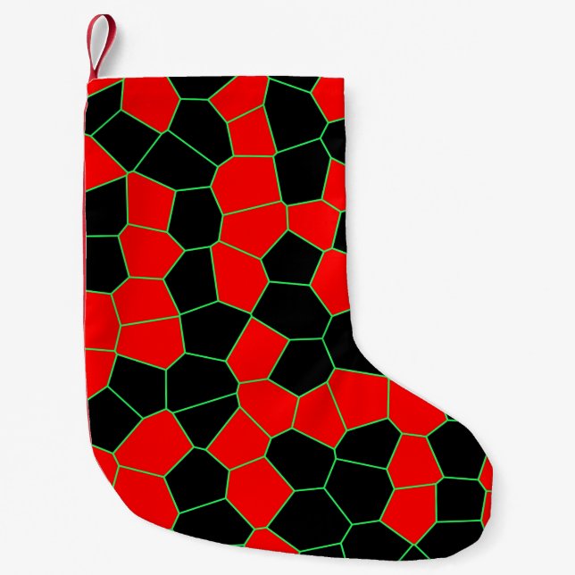 Red Black Green Trendy Pattern Small Christmas Stocking (Front)
