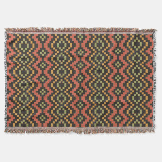 Red Black Green Tribal Egyptian Basket Weave Throw Blanket