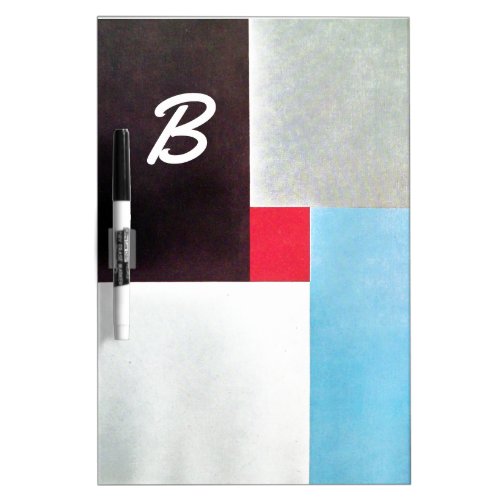 RED BLACK GREY BLUE ABSTRACT SQUARES MONOGRAM Dry_Erase BOARD