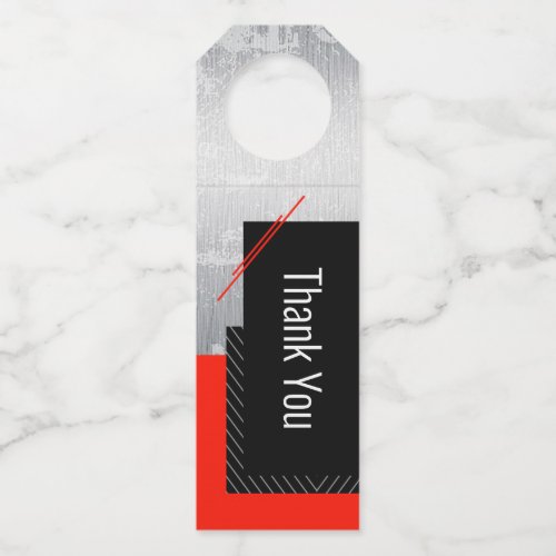 Red black grey pinstripe bottle hanger tag