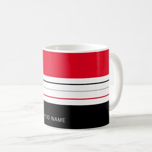 Red Black Grey Stripes Coffee Mug