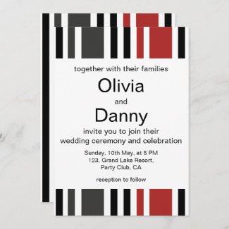 Red Black Grey Vertical Stripes Beach Wedding